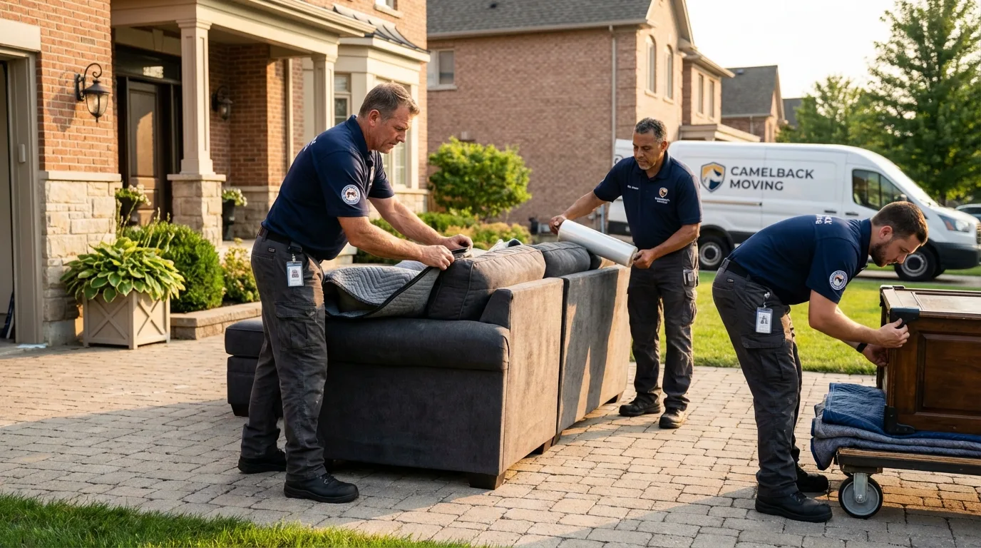 Large estate moving crew wrapping furniture in South Orange, NJ
