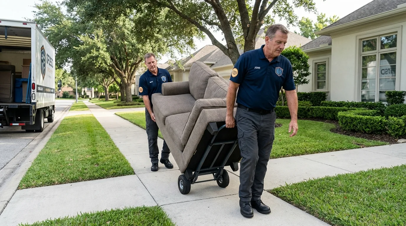 Local residential moving crew loading furniture in South Orange, NJ