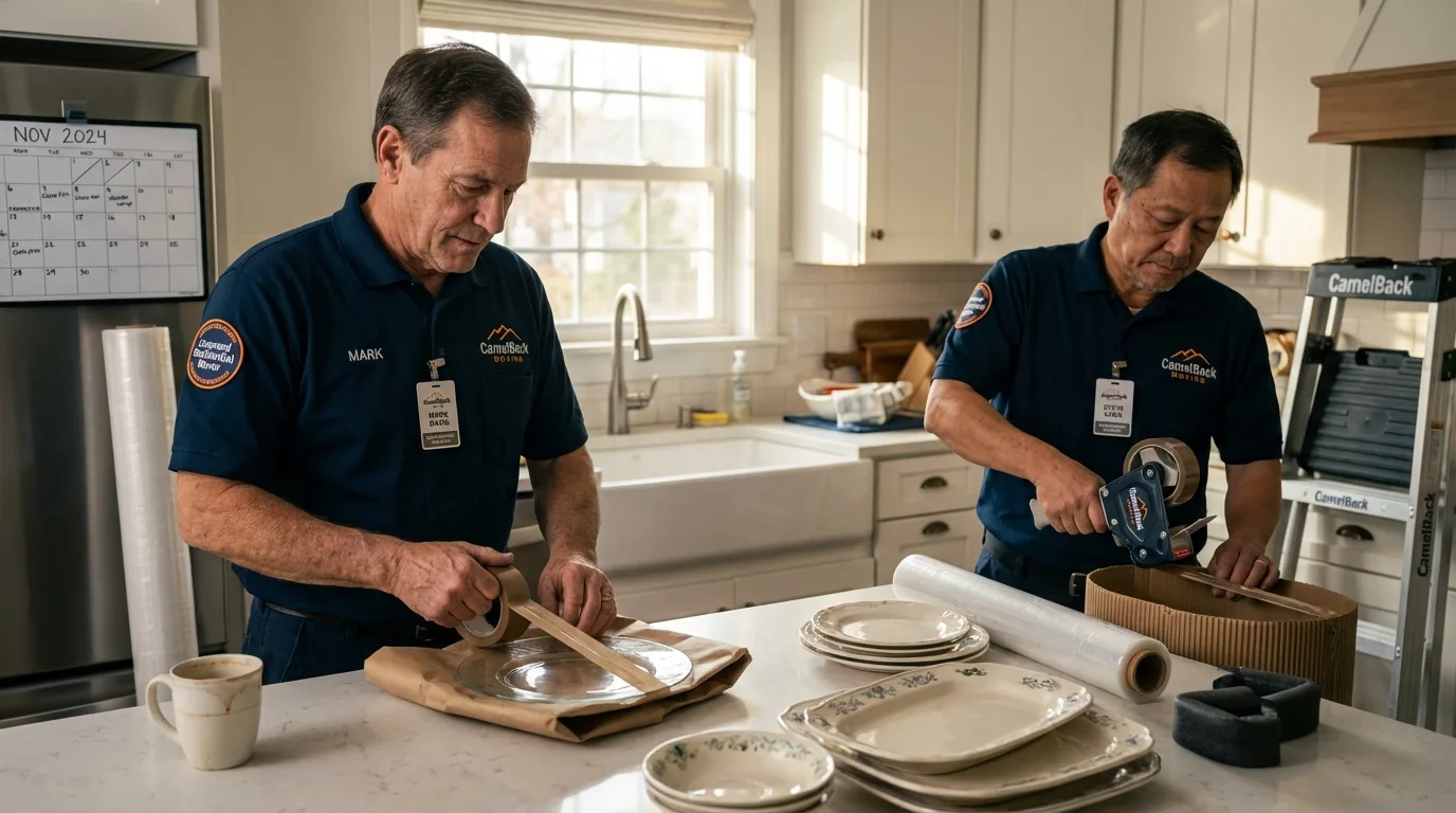 Professional crew packing kitchen dishware in South Orange, NJ